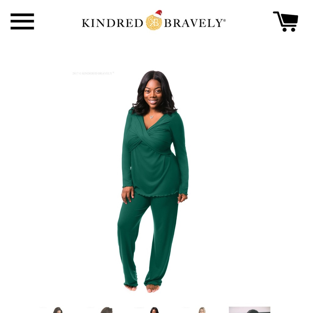 Evergreen maternity pajama set.